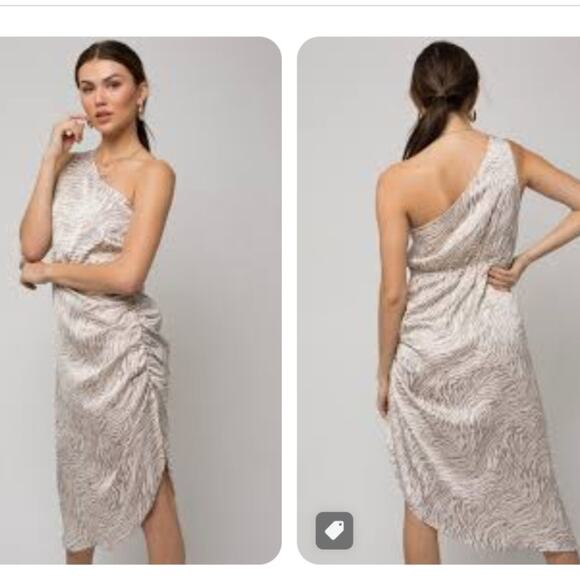 Gilli Sleeveless One shoulder Abstract‎ Print Midi Dress rouched side large - Picture 1 of 11